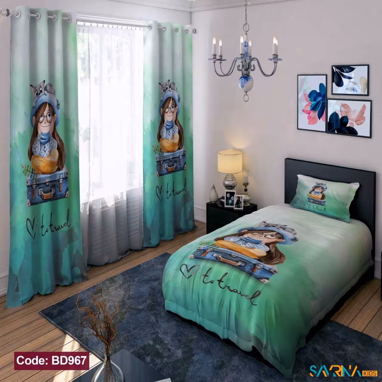 ست اتاق خواب دخترانه طرح دختر شگفت انگیز کد BD967