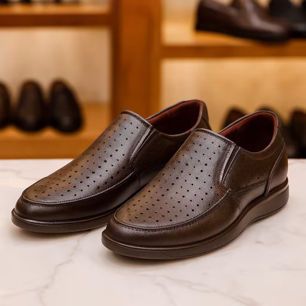 کفش چرم مردانه طبی کد TB010BK رنگی مشکی