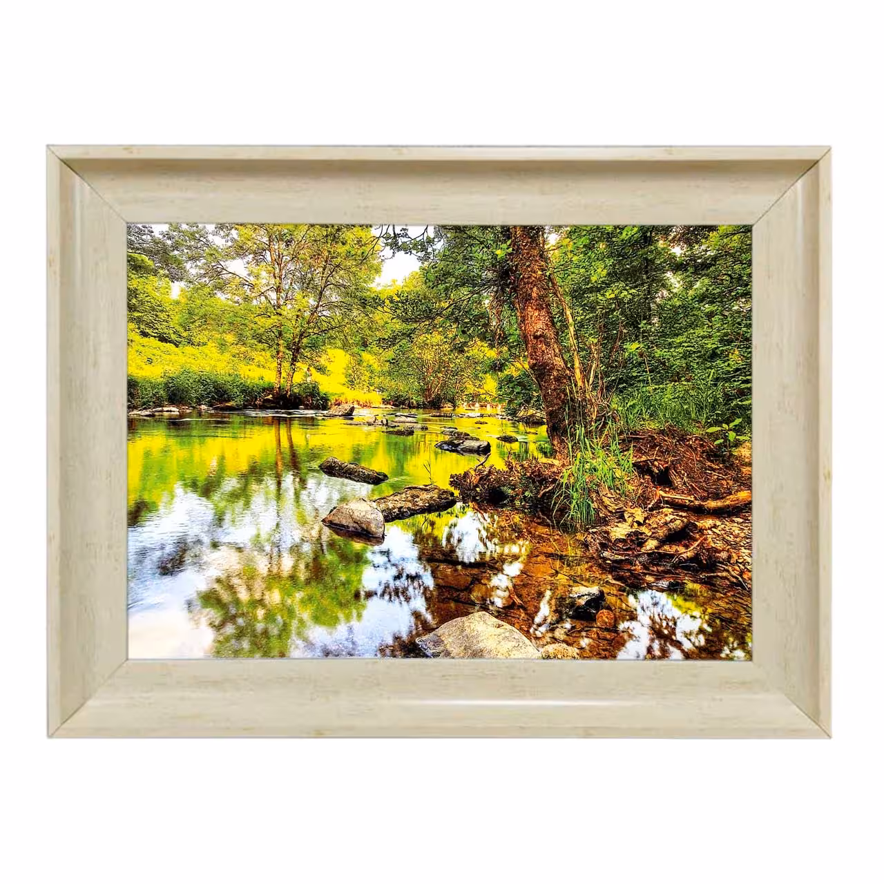 تابلو فرش طرح منظره رود خانه در جنگل کد 10285 سایز 60*40 سانتی متری