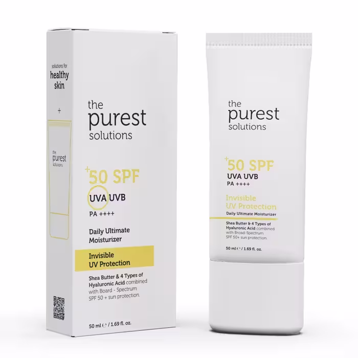 کرم ضد آفتاب بی رنگ  رطوبت رسان پیورست سولوشن آلمان 50 میل purest solutions