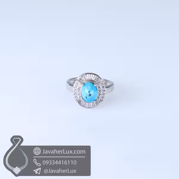 انگشتر نقره زنانه فیروزه نیشابوری مدل فرناک _ کد : 100599