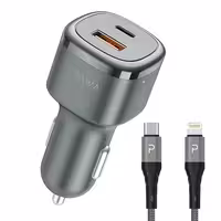شارژر فندکی پاوا مدل PW-CC50QCl همراه کابل Type-C به Lightning