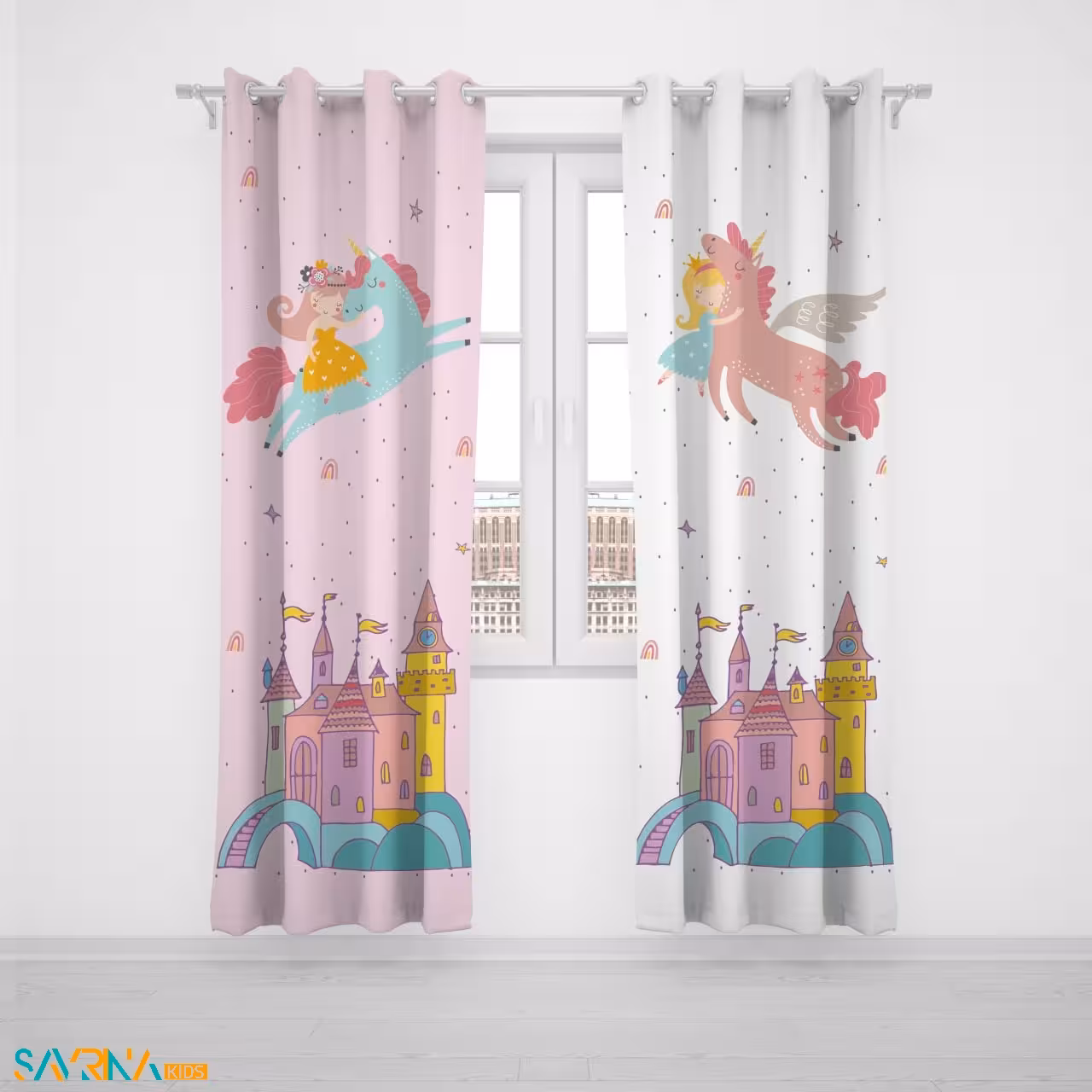 پرده پنلی بچگانه طرح قصر پرنسس کد A2743