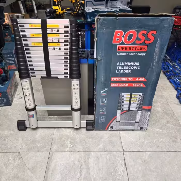 نردبان تلسکوپی 4.4 متری 15 پله صنعتی باس