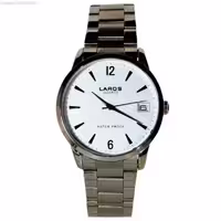 LAROS QUARTZ 5 STAR 80139D موتورژاپن لاروس موتور ژاپن ،، درب استیل ،، باصفحه سفید و تقویم روزشمار کلاسیک و لوکس