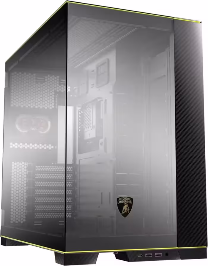 کیس کامپیوتر، برند LIAN LI، مدل O11 EVO Lamborghini Edition، فرم Mid-Tower ATX، جنس آلومینیوم و شیشه، نسخه محدود RGB