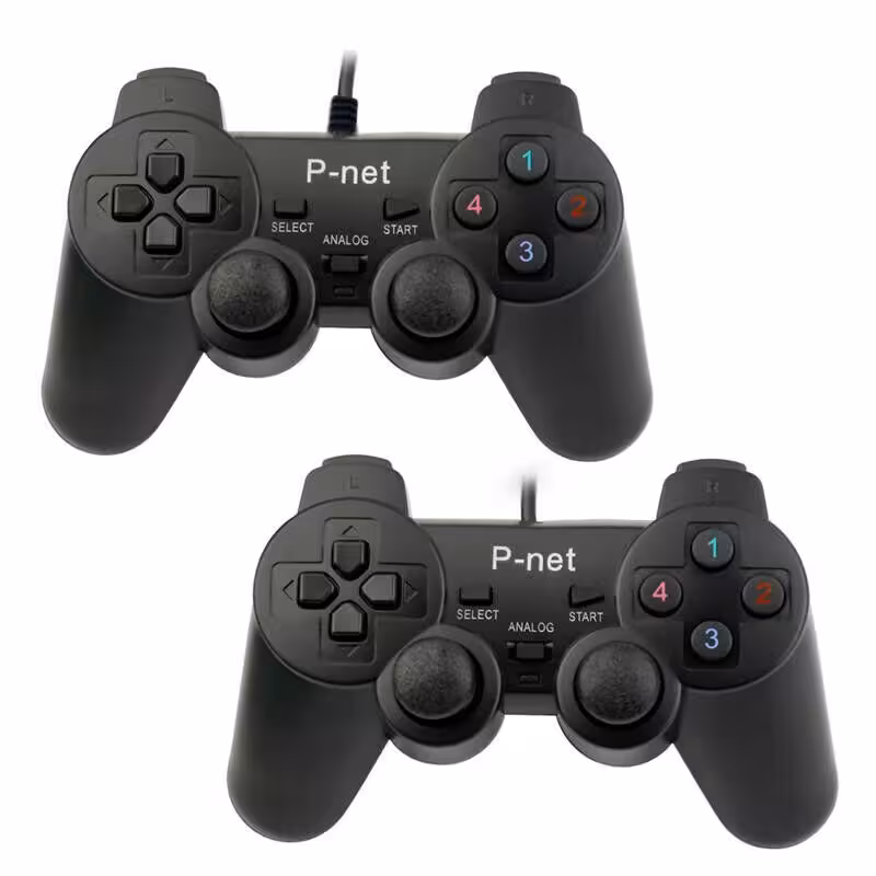 دسته بازی کامپیوتر دوبل شوک دار سیمی P-net X.5