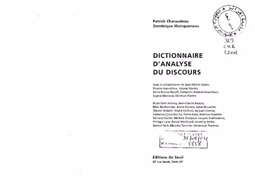 خرید و دانلود نسخه کامل کتاب Dictionnaire d'analyse du discours