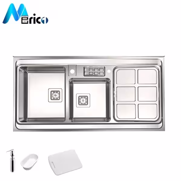 سینک استیل البرز کد 855 روکار دو لگنه