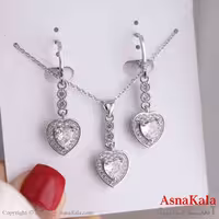 نیم ست زنانه شامل گردنبند و گوشواره استیل مدل قلب جواهری کد NIM14849W
