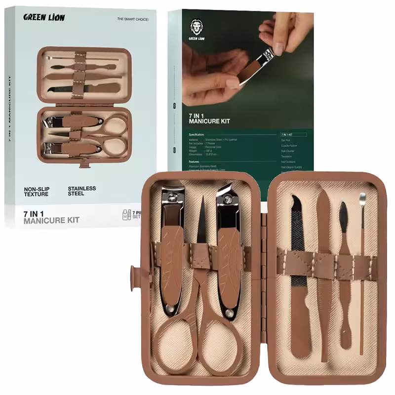 کیت مانیکور ناخن 7کاره گیرین لاین مدل Green lion 7in1 manicure kit