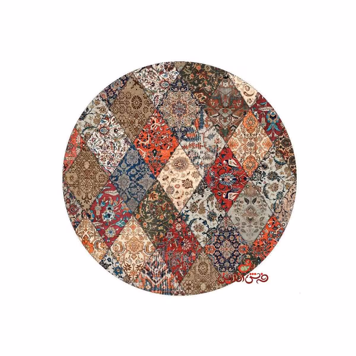 فرش ماشینی گرد کلاریس کلکسیون چهل تیکه کد 100509 لاکی