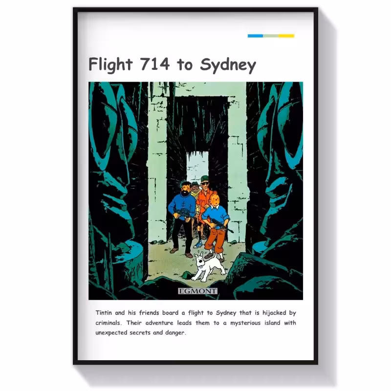 تابلو دکوراتیو طرح کتاب تن‌تن پرواز 714 به سیدنی