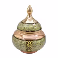 قندان مس و خاتم کاری شالدار 18 سانت