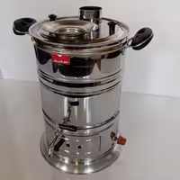 سماور گازی استیل دارای تنوره دارای جای قوری هشت لیتر