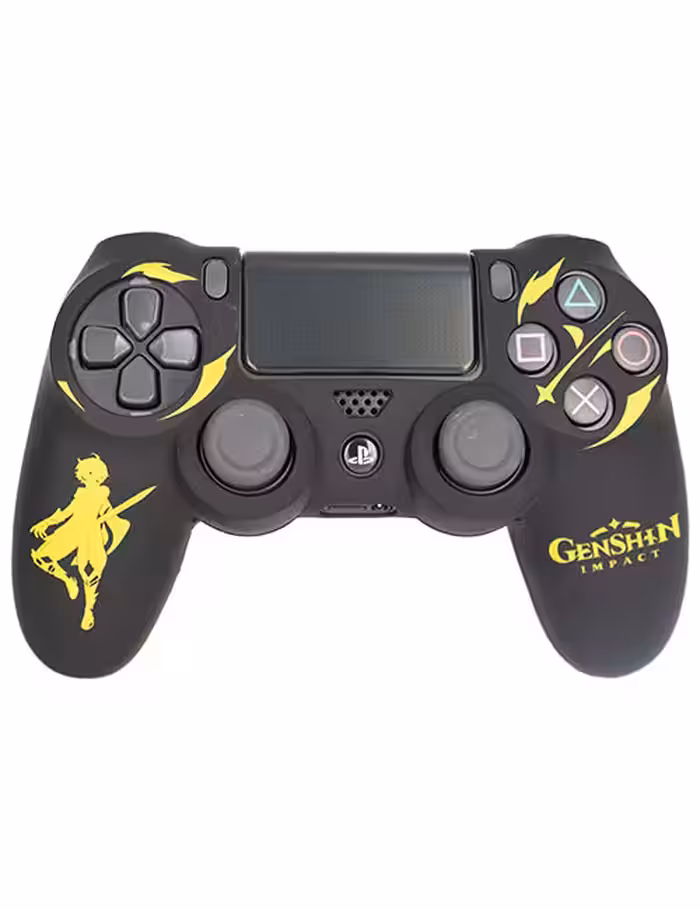 روکش محافظ دسته PS4 لیزری مشکی زرد طرح گنشین ایمپکت