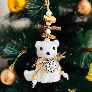 اویز خرس سفید درخت کریسمس 17 سانت