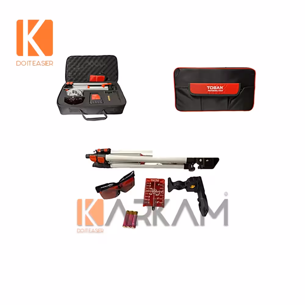 تراز لیزری M1013RLLT دوخط قرمز کیف برزنتی با 3 پایه توسن پلاس