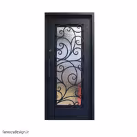 درب فلزی فرفورژه لوکس تک لنگه و شیشه خور کد 1096