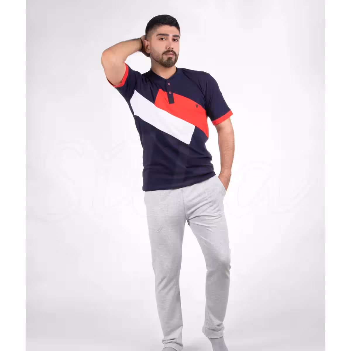 ست تیشرت و شلوار مردانه راحتی نخی/ جیب دار