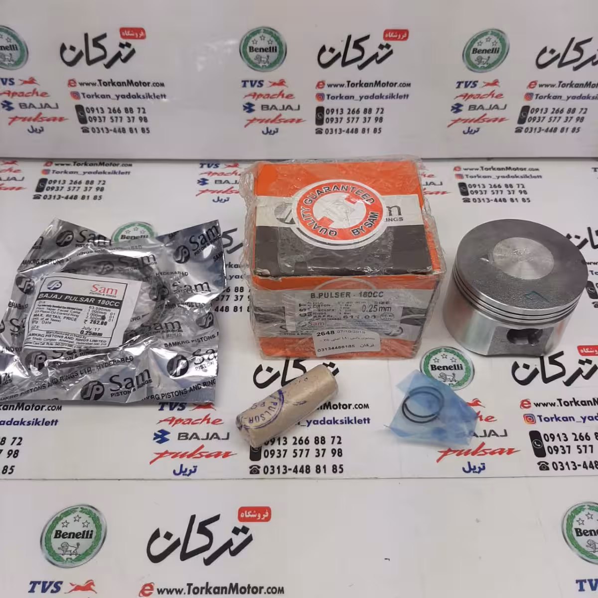 رینگ و پیستون ( پستان ) موتور پالس 180 اصلی ( سایز 0/100 )