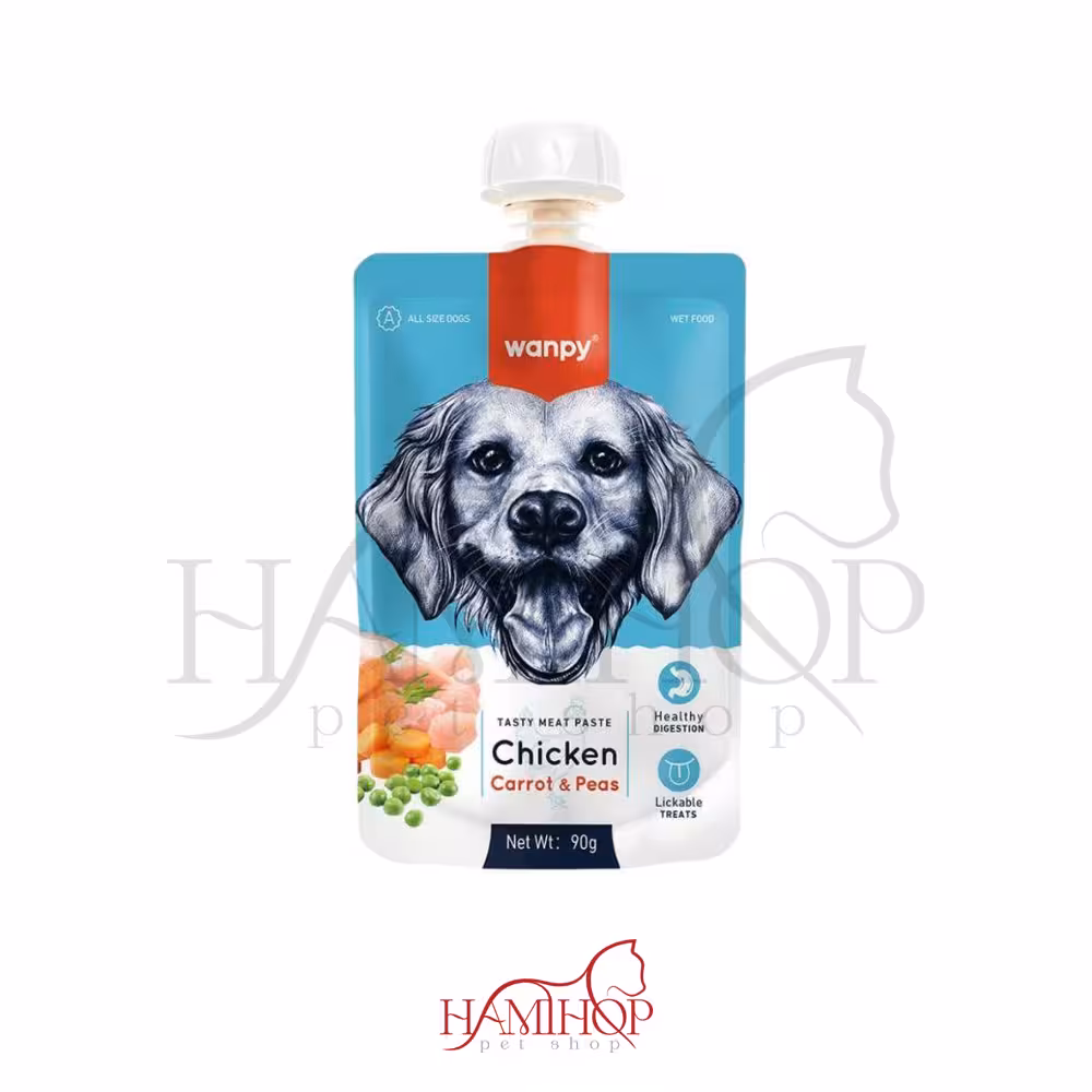 پودینگ سگ ونپی با طعم مرغ و هویج و نخود سبز Wanpy Chicken & Carrot & Pea وزن 90 گرم