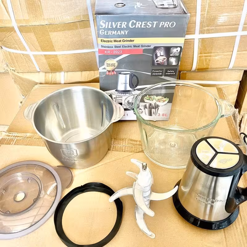 خردکن سیلور کرست دوکاسه استیل وپیرکس 3000 وات 3.8 لیتری