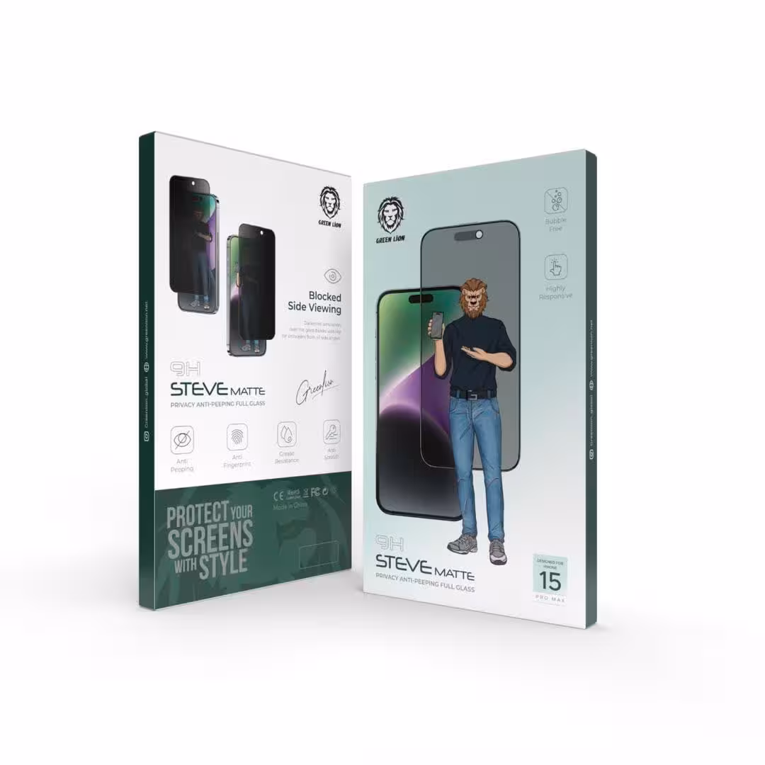 محافظ صفحه نمایش استیو مات پرایوسی سری 15 گرین Green 9H Steve Matte Privacy 15pro/15promax