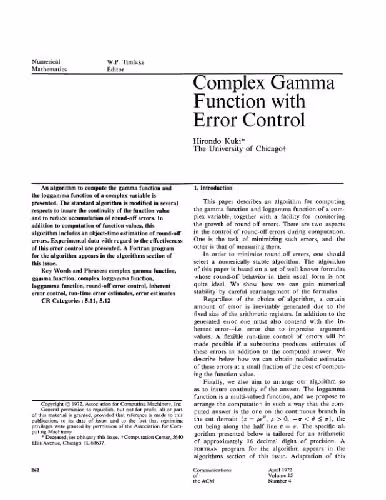 خرید و دانلود نسخه کامل کتاب Algorithm 421 (complex gamma function)