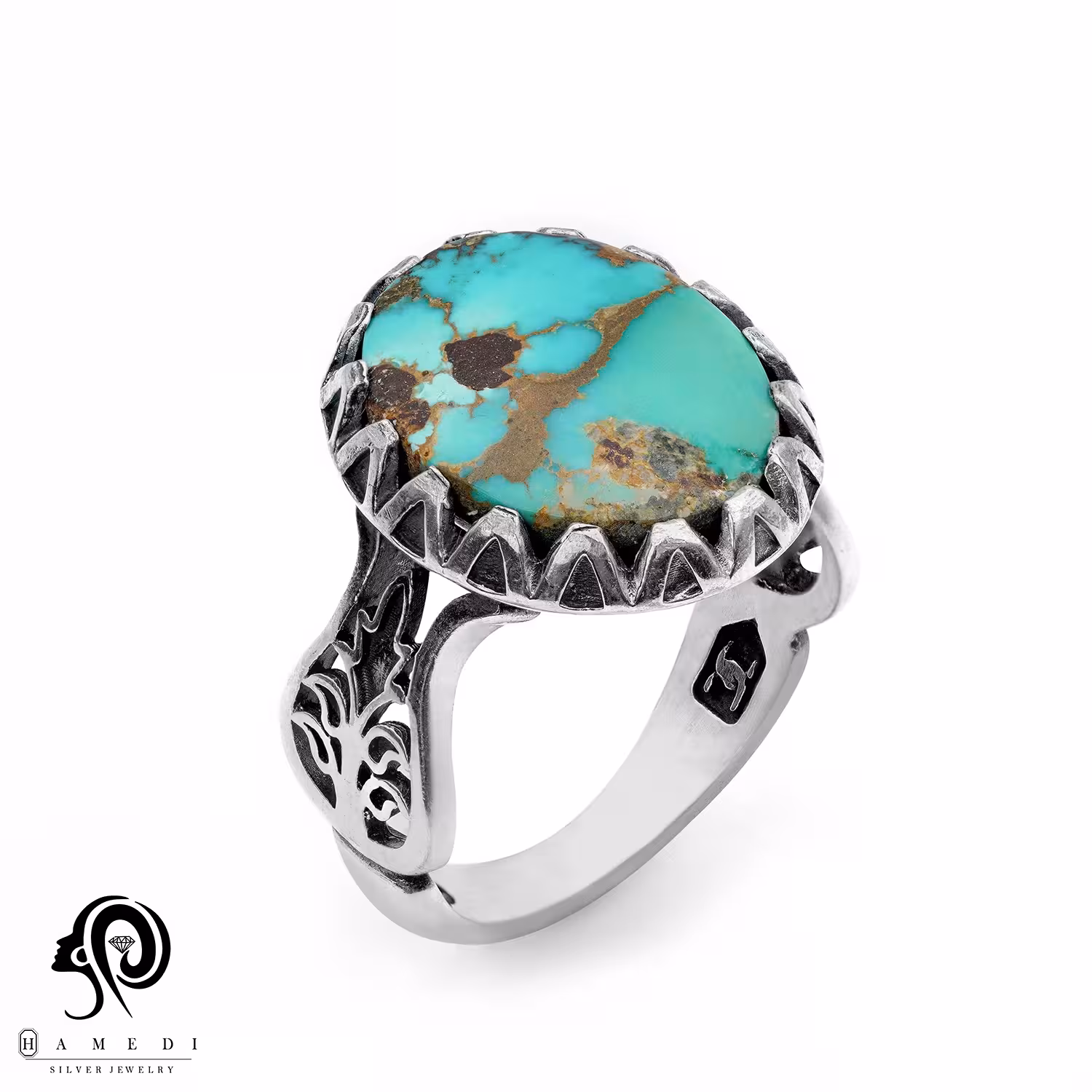انگشتر فیروزه اصل نقره مردانه مدل RIM FI57
