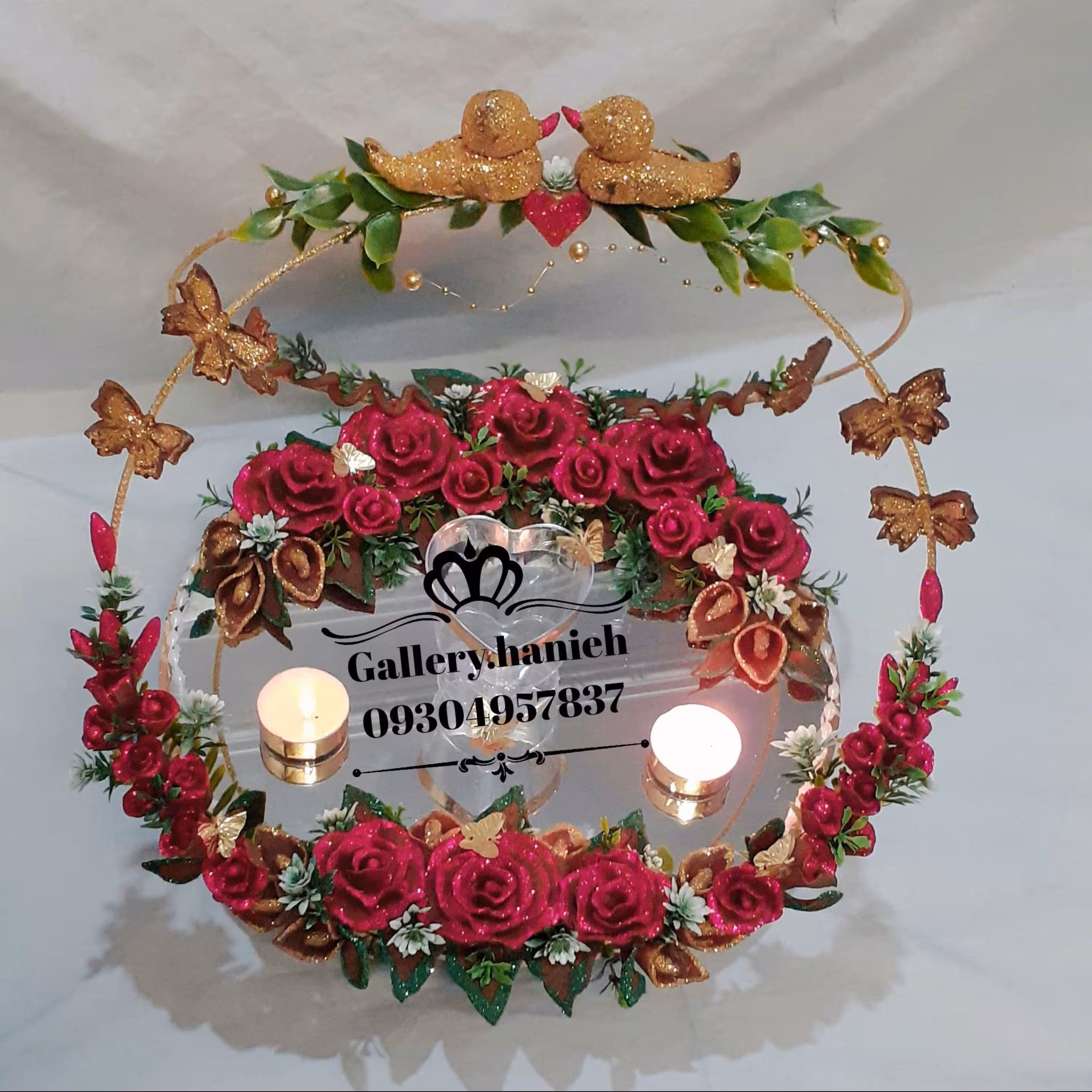 سینی حنا  طرح دوحلقه و جوجه کاری خاص و زیبا 