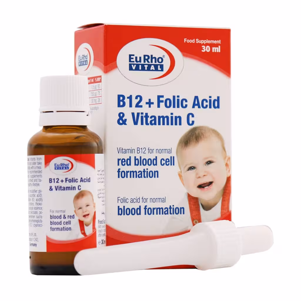 قطره B12 فولیک اسید و ویتامین C یوروویتال 30 میلی لیتری