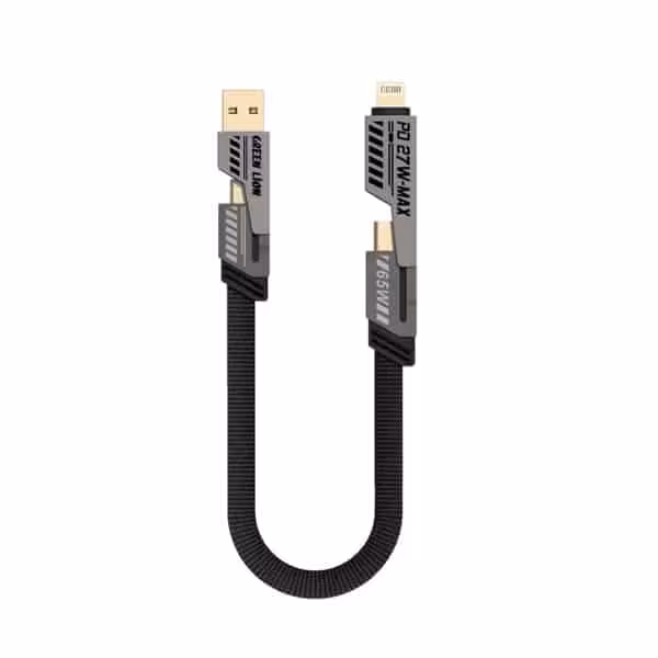 کابل تبدیل USB / USB-C به لایتنینگ / USB-C گرین لاین مدل 2 in 2 Braided طول 0.3 متر
