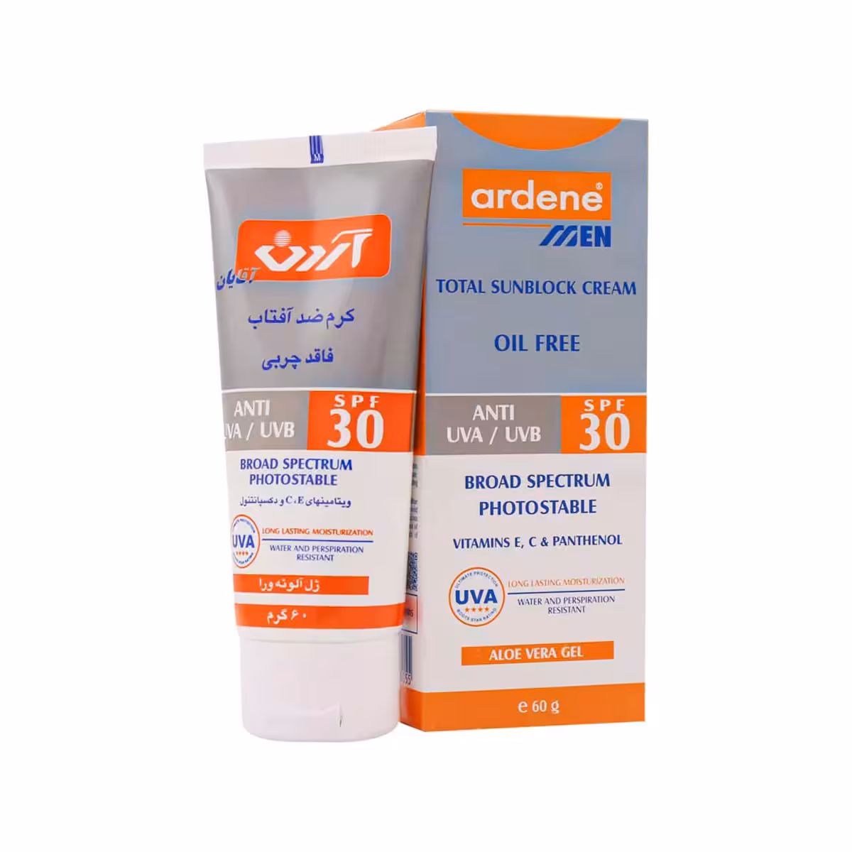 کرم ضد آفتاب مردانه SPF30  فاقد چربی حجم 60 گرم آردن