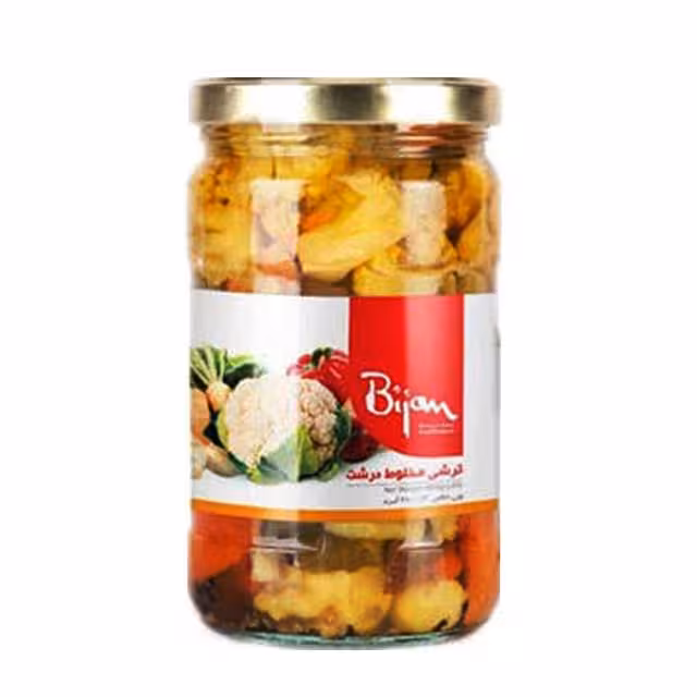 ترشی مخلوط بیژن شیشه 680 گرمی