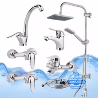 ست 7 عددی شیرآلات برند آیدا صنعت مدل قهرمان | شیر ظرفشویی   روشویی   حمام   2 عدد توالت   علم دوش رسوب‌گیر اتومات   شلنگ توالت | کروم براق