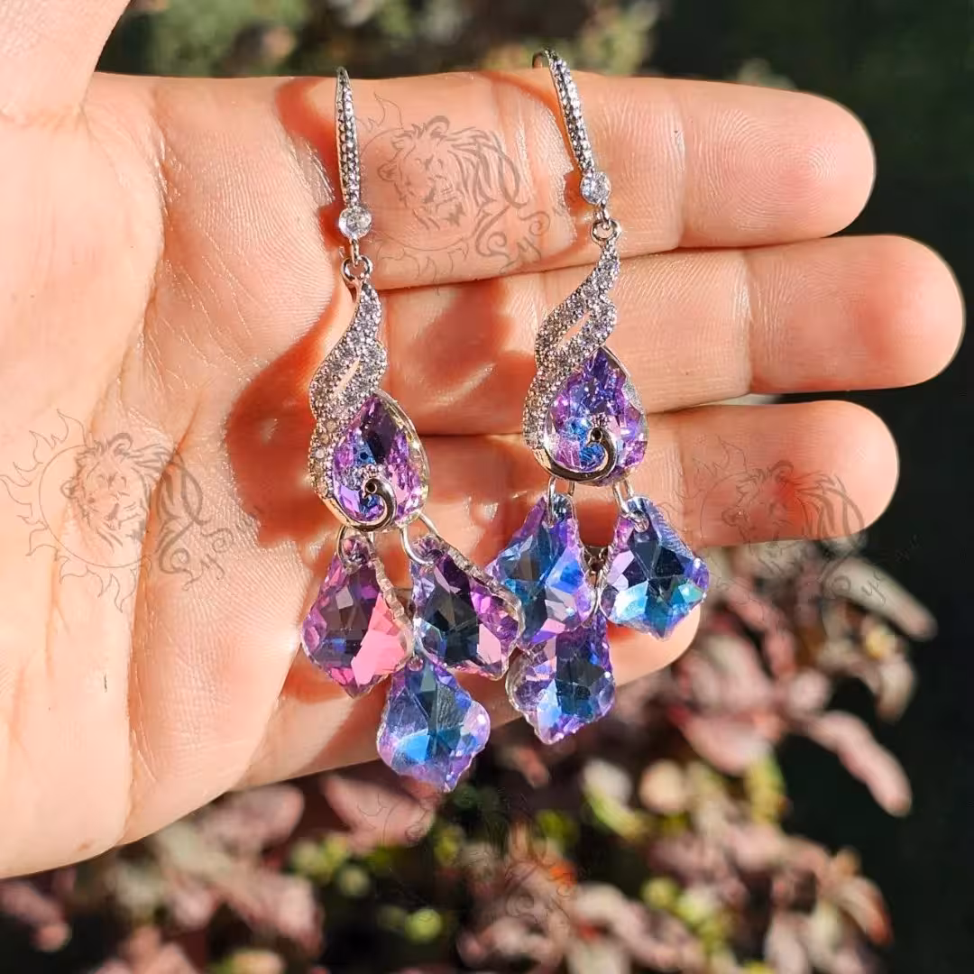 گوشواره نقره و نگین سواروسکی کد 453