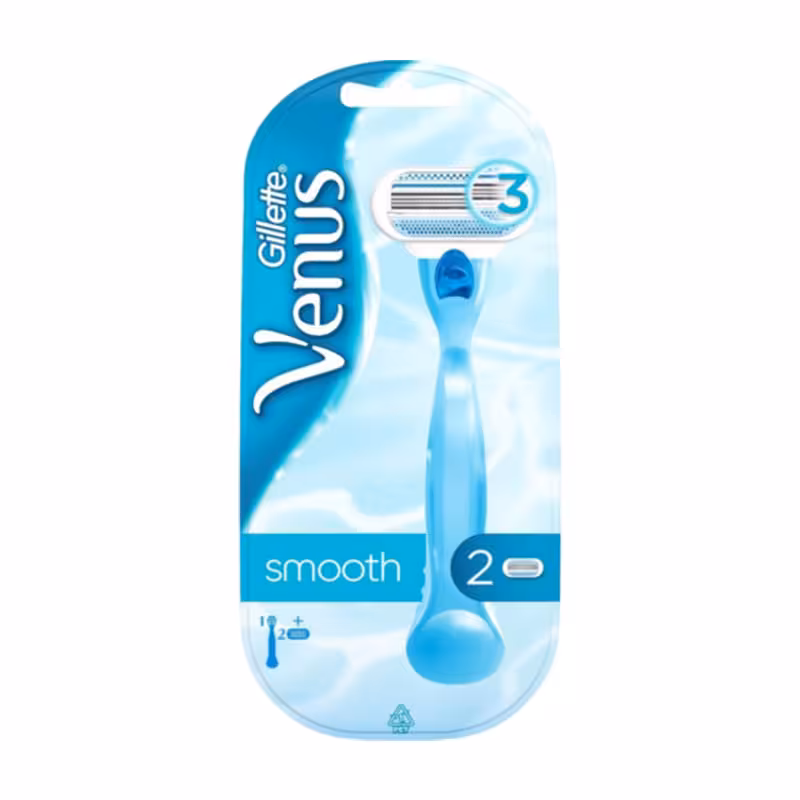 ژیلت دستگاه سه لبه ونوس اسموت با دو تیغ یدک (اصل) Gillette Venus Smooth