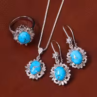 نیم ست فیروزه زنانه کد 21160 - جواهری مشاهیر