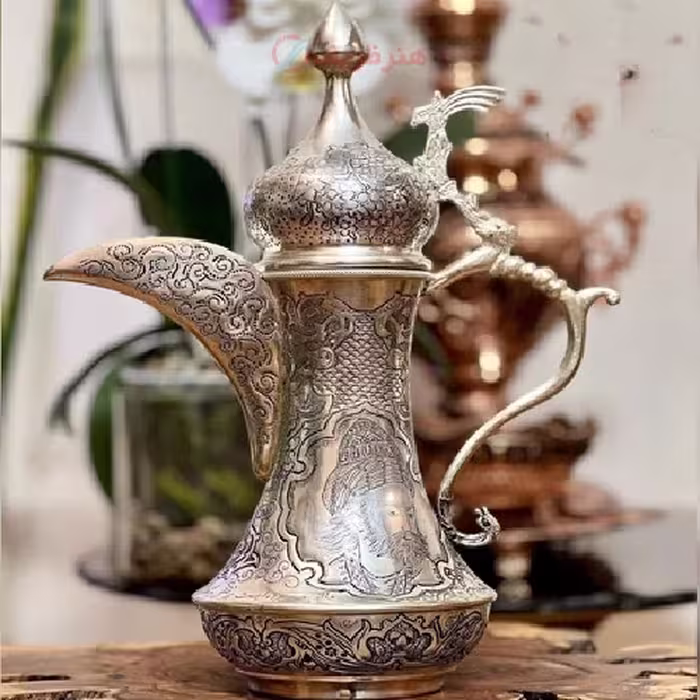 دله قهوه برنجی آبکاری نقره با روکش محافظ