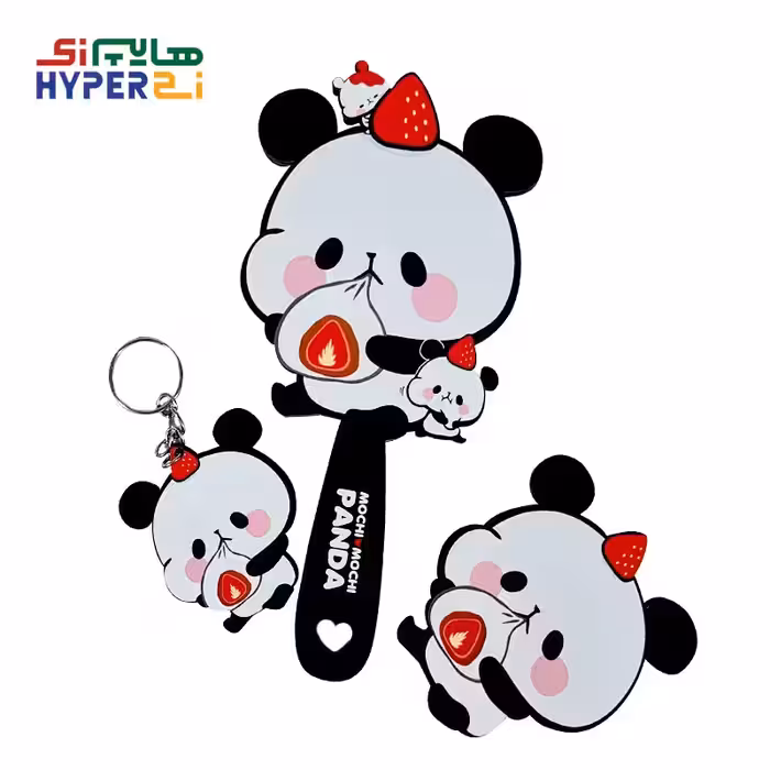 ست آینه دستی چوبی 3تکه دخترانه طرح پاندا