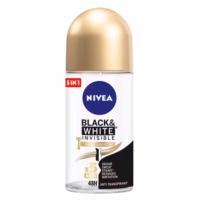 مام ضد تعریق زنانه Silky Smooth نیوا Nivea مدل Black & White Invisible حجم 50 میل