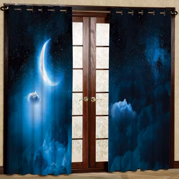 پرده مدل ماه و ستاره هازان پانچی کد 2390 سایز 140x200 سانتی متر