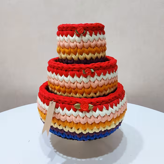 سبد قلاب بافی تریکو  کد 1 مجموعه 3 عددی