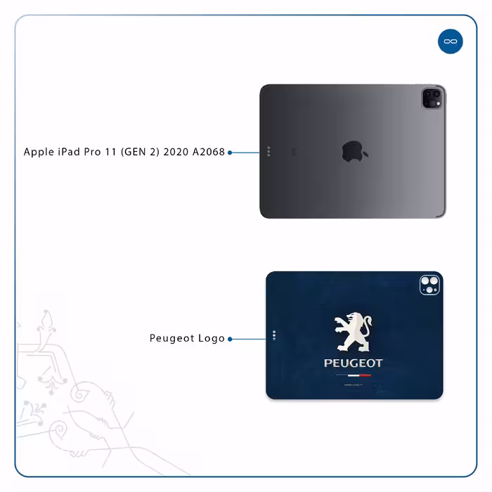 برچسب پوششی ماهوت مدل Peugeot-Logo مناسب برای تبلت اپل iPad Pro 11 (GEN 2) 2020 A2068