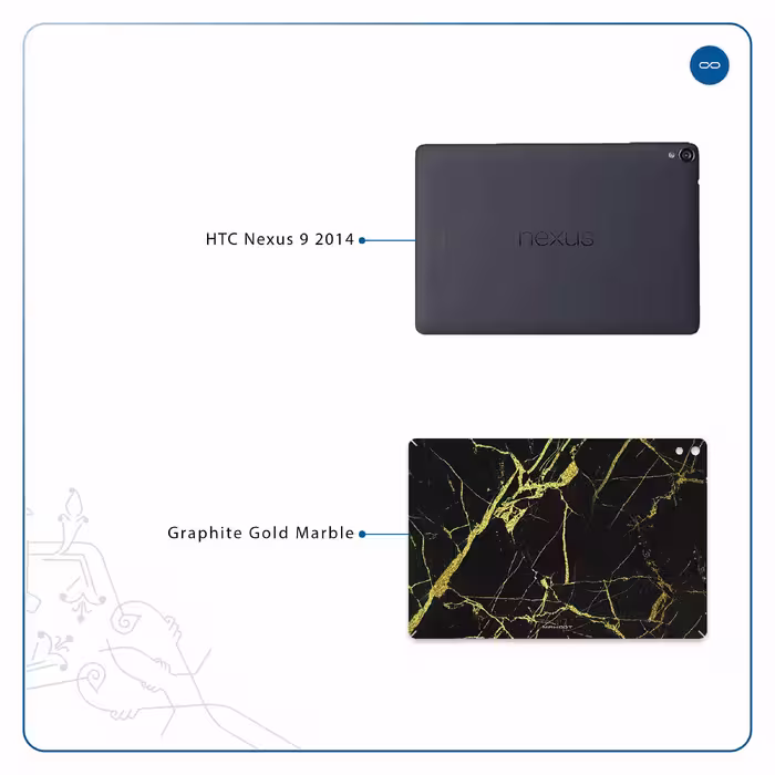 برچسب پوششی ماهوت مدل Graphite-Gold-Marble مناسب برای تبلت اچ تی سی Nexus 9 2014