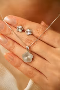 نیمست گل جواهری نقره کد 00648