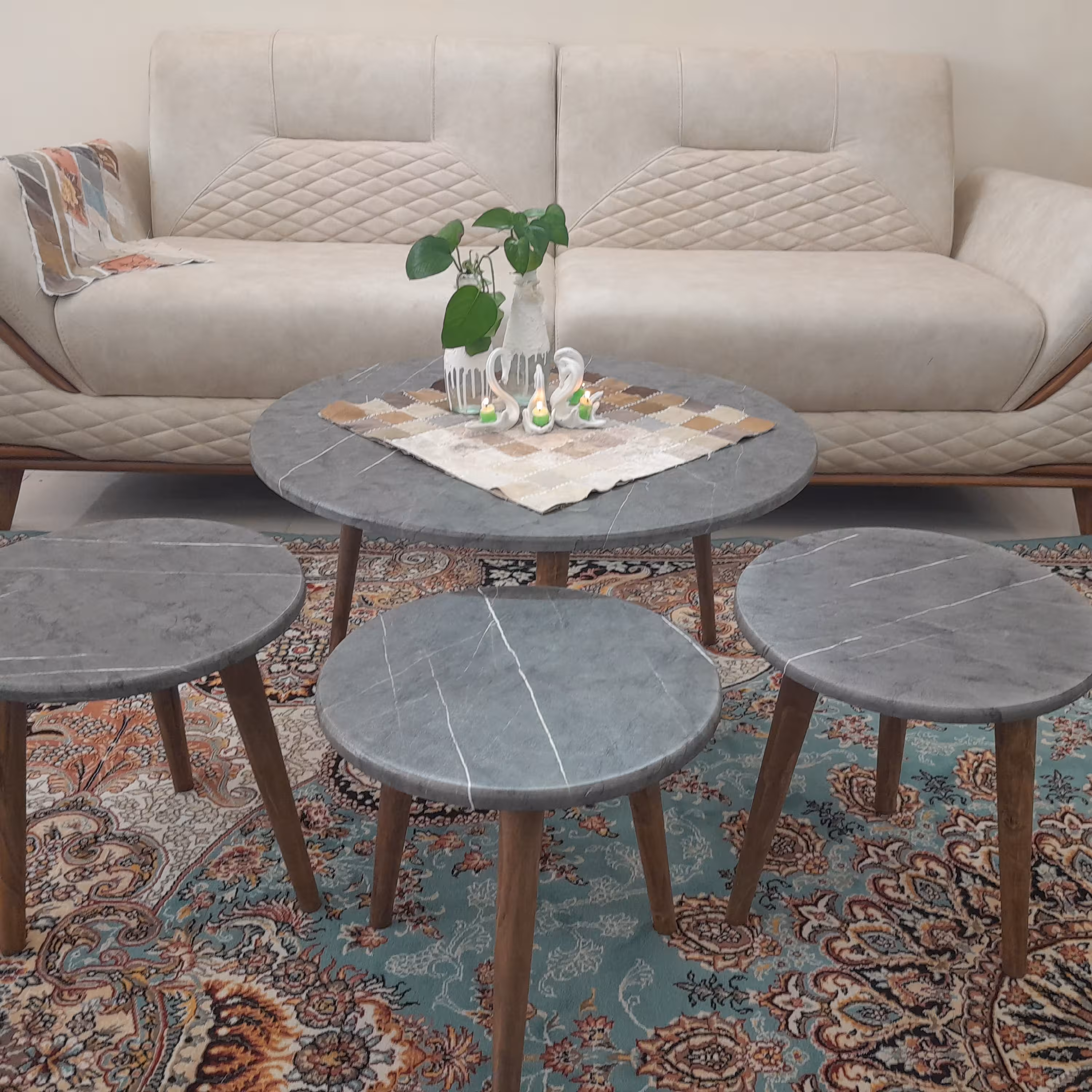 میز جلو مبلی دایره زغالی طرح سنگ 4تکه هزینه ارسال با مشتری کمترین قیمت  میزجلومبلی میز عسلی میزعسلی میز (پس کرایه) 