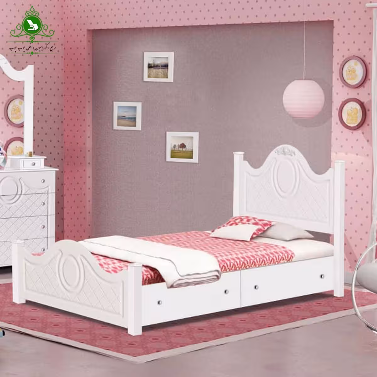 تخت خواب یک نفره MDF وکیوم مدل آرامش