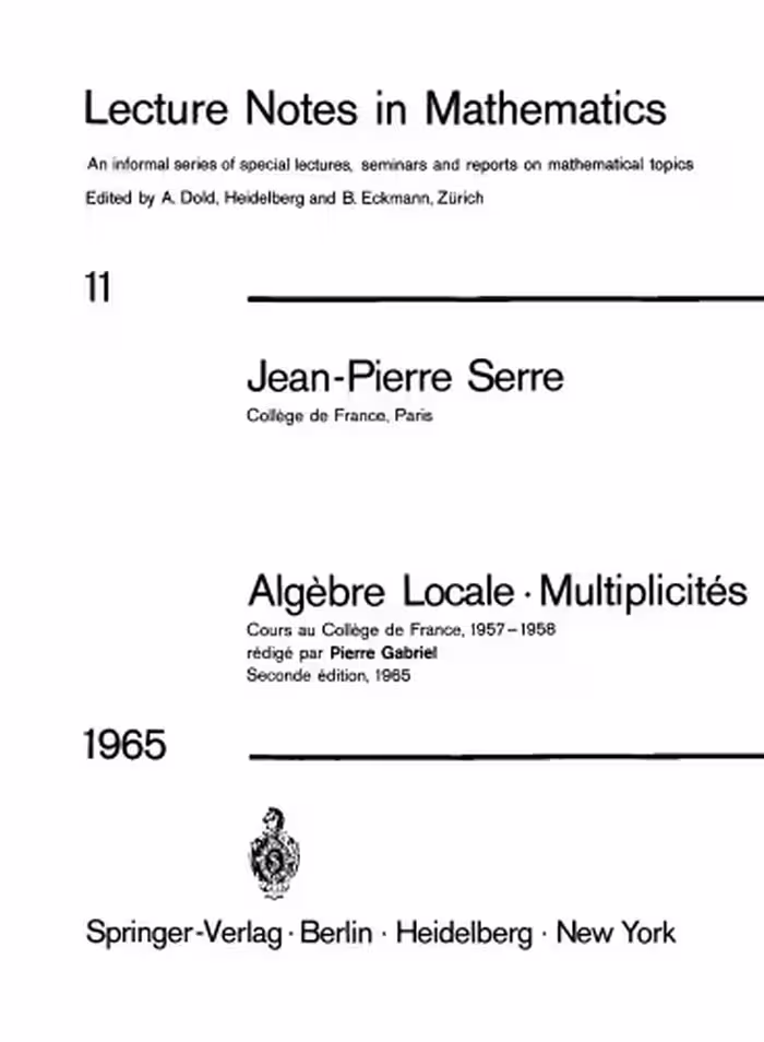 خرید و دانلود نسخه کامل کتاب Algèbre locale, multiplicités